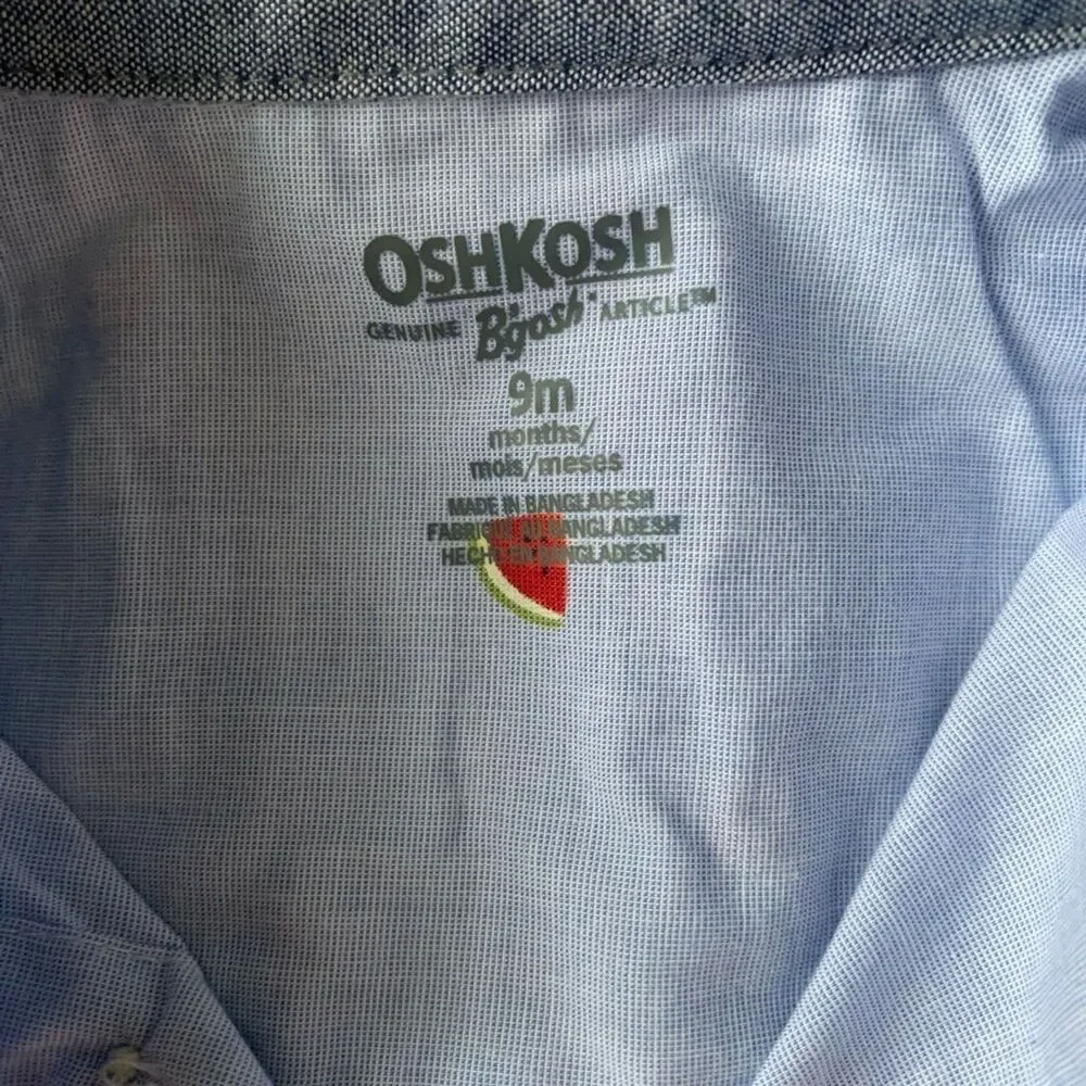 OshKosh B'gosh Red Short Overalls & Watermelon Print Bodysuit Baby Size 9M Set